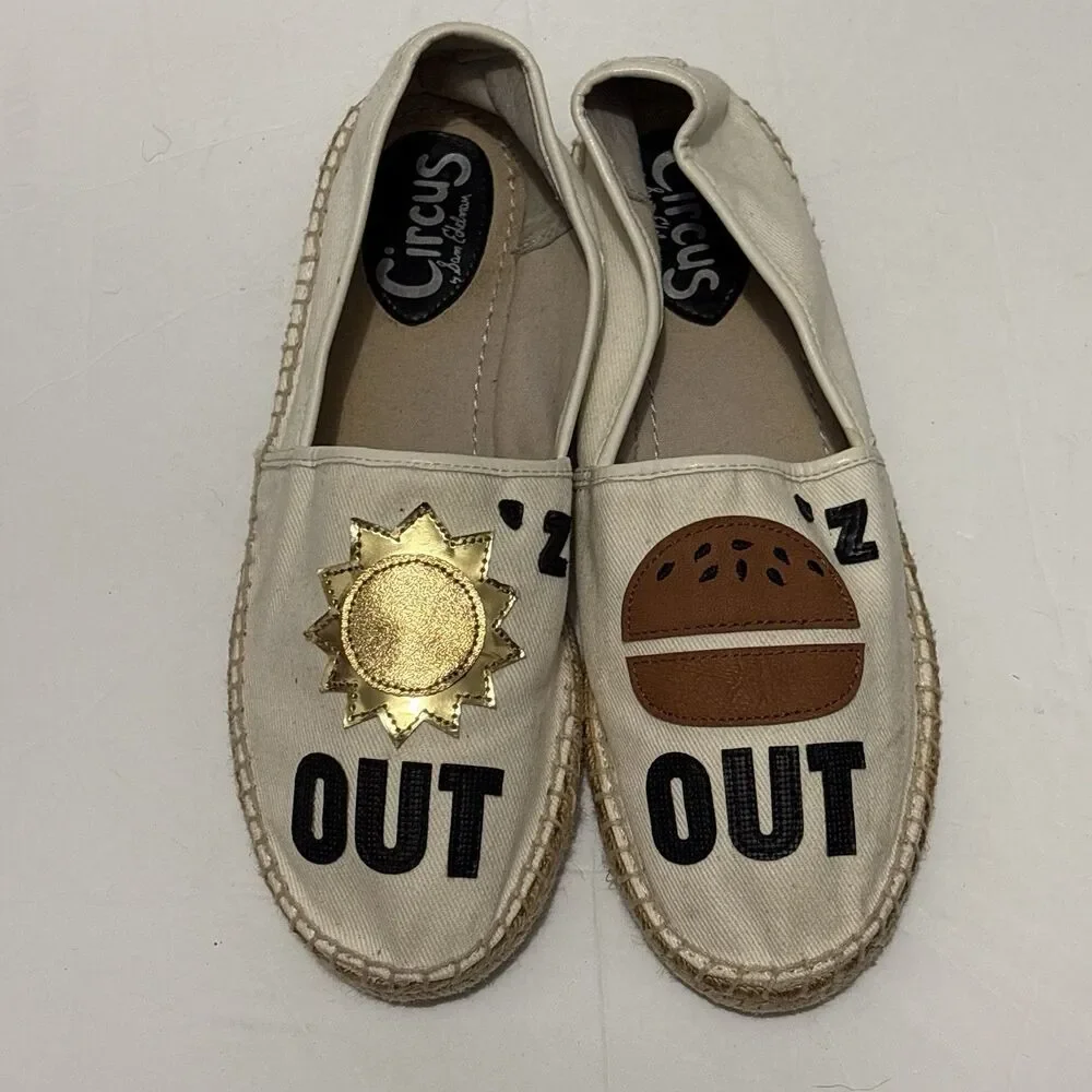 Circus Sam Edelman Ivory Espadrilles Flats Size 9 Suns Out Buns Out Summer Beach